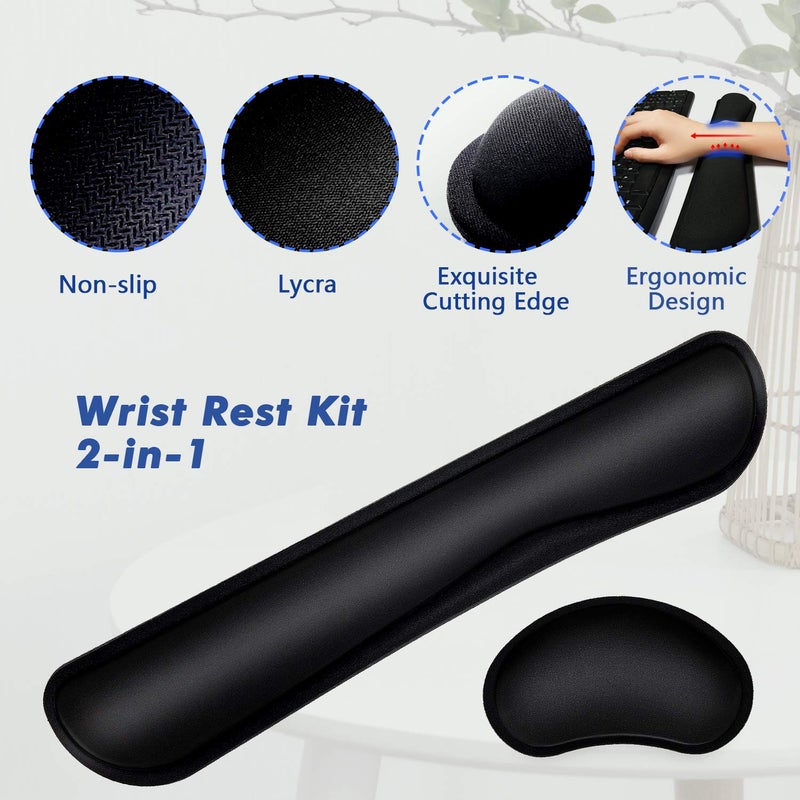 TONOS Keyboard Wrist Rest - 17" Wrist Rest for Computer Keyboard with Memory Foam, Ergonomic Design Wrist Rest Set for Easy Typing, Wrist Pain Relief, Anti-Skid Wrist Rest for Office/Gaming/Laptop - Image 4